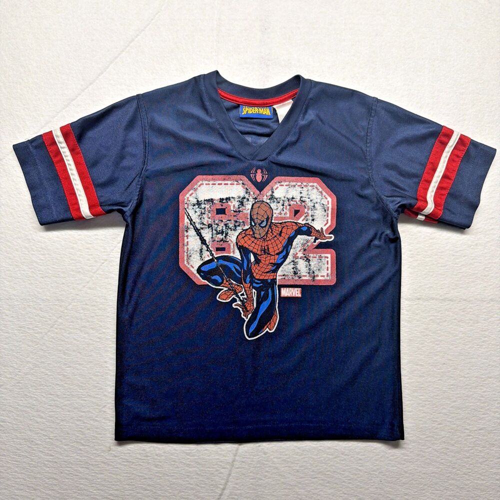 Vintage Y2K 2008 Amazing Spider-Man Blue Jersey #62 Marvel - Boys Size 6